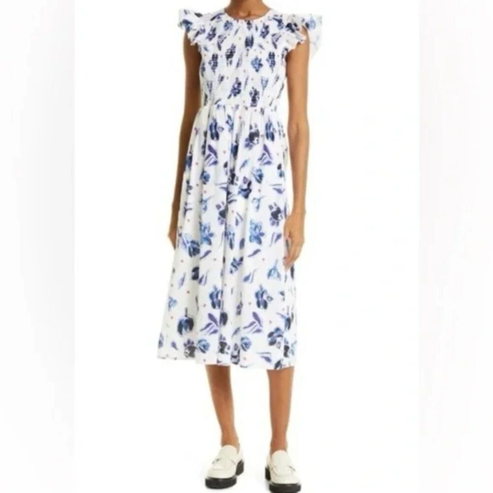 baum und pferdgarten Admore Floral Smocked Cotton Dress sz 40 spring easter